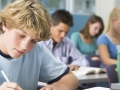 Schoolboy in high school class